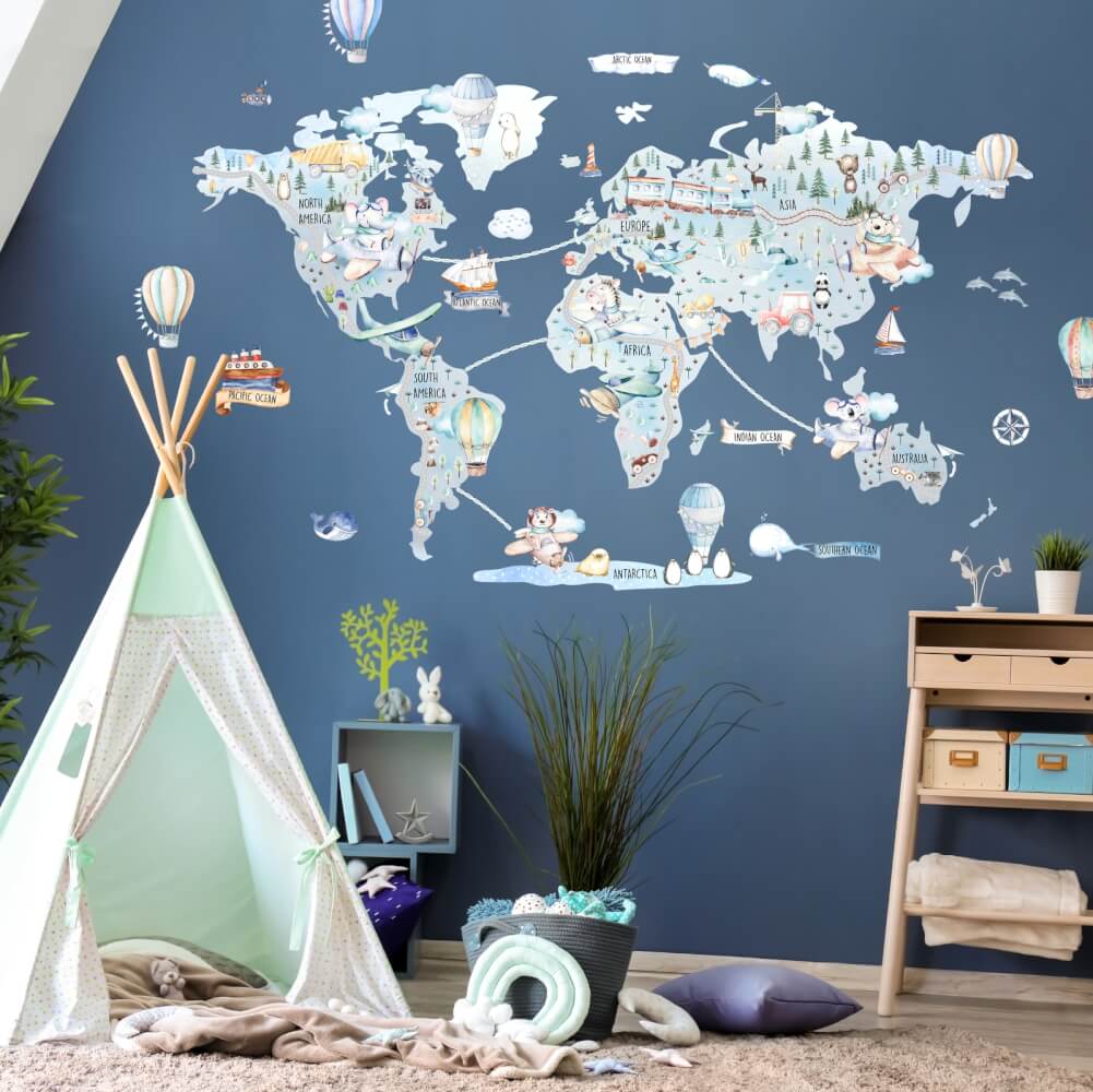 Mapa del mundo de viajes para niños