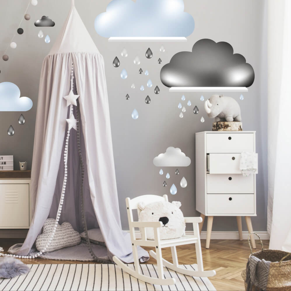 Pegatinas autoadhesivas de nubes para detrás de las estanterías de IKEA 014op