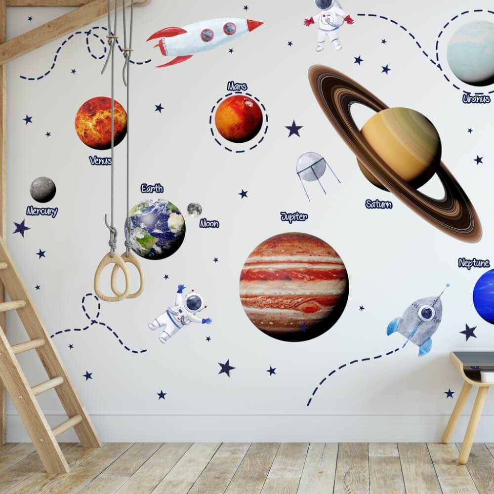 Vinilos infantiles Cohetes y planetas Niños bebes pegatinas cuarto  habitacion paredes decoracion mural pequeños -  España