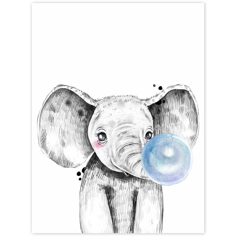 Cuadro para la pared - Elefante con burbuja azul
